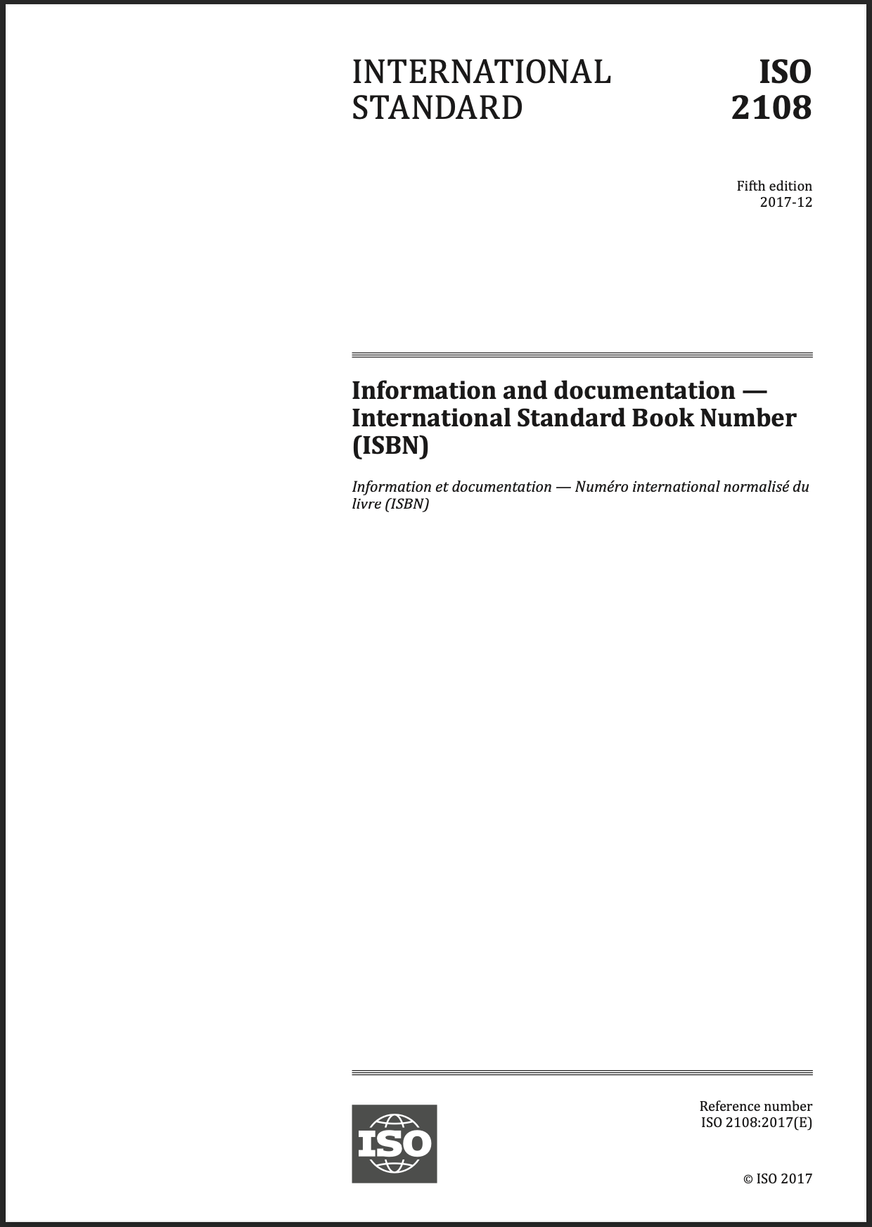 ISO 2108:2017 cover